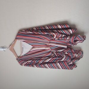 Striped Poncho Sleeve Blouse